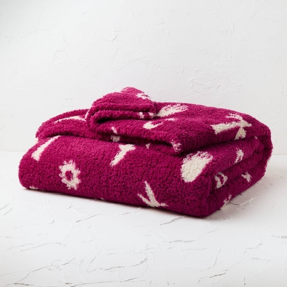 Opalhouse Faux Shearling Blanket Twin XL Pink Plush Throw‎ NEW